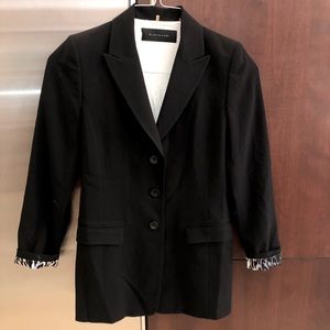 Eli Tahari black blazer. Size 8 zebra trim